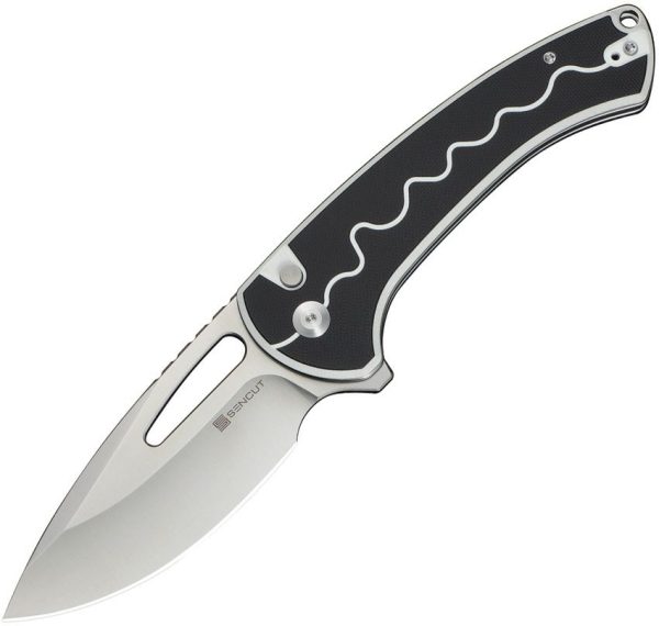 S24082A1.jpg SENCUT Squiggy Button Lock - Black/White G10 Drop Point