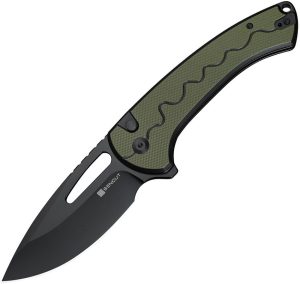 SENCUT Squiggy Button Lock OD Green G10 Folding Knife