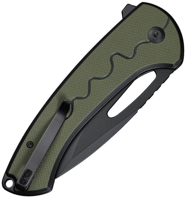SENCUT Squiggy Button Lock OD Green G10 Folding Knife