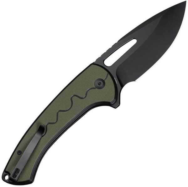 SENCUT Squiggy Button Lock OD Green G10 Folding Knife