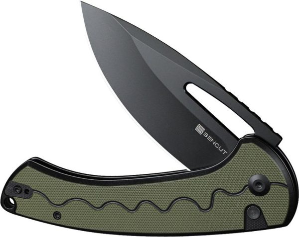 SENCUT Squiggy Button Lock OD Green G10 Folding Knife