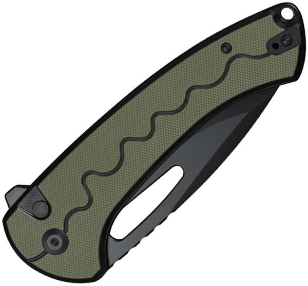 SENCUT Squiggy Button Lock OD Green G10 Folding Knife