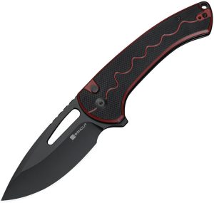 SENCUT Squiggy Button Lock Red G10 Folding Knife