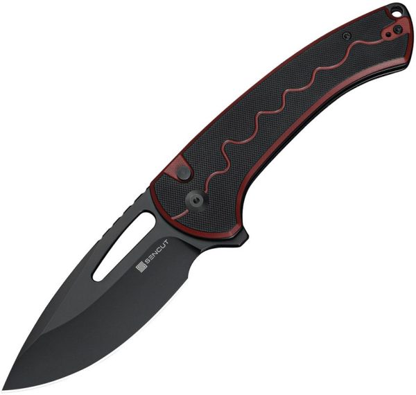 SENCUT Squiggy Button Lock Red G10 Folding Knife