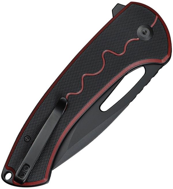 SENCUT Squiggy Button Lock Red G10 Folding Knife