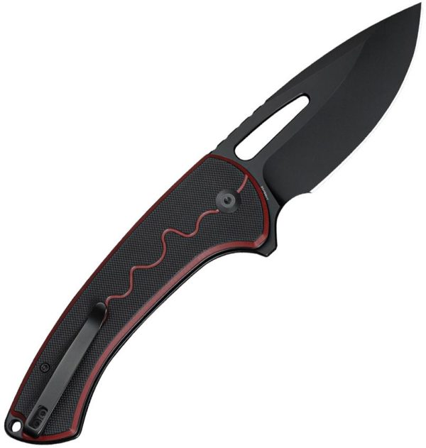 SENCUT Squiggy Button Lock Red G10 Folding Knife