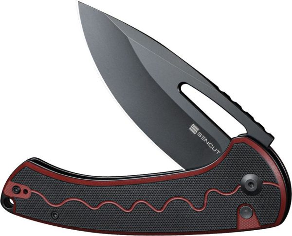 SENCUT Squiggy Button Lock Red G10 Folding Knife