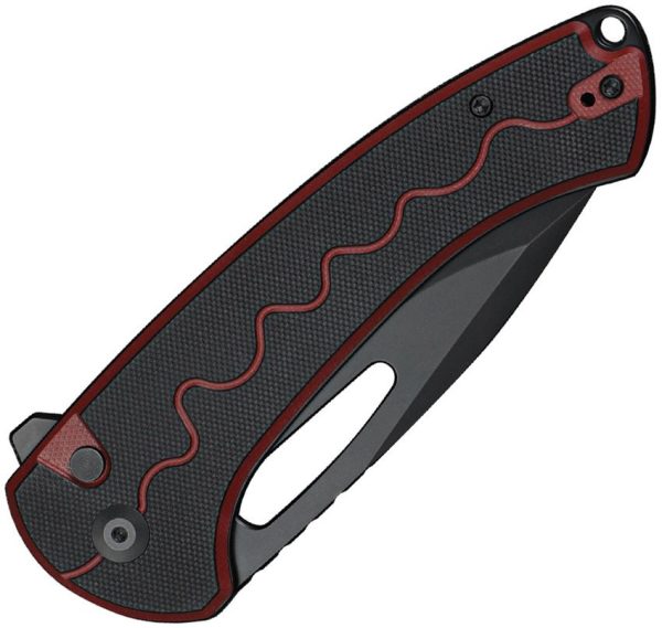 SENCUT Squiggy Button Lock Red G10 Folding Knife