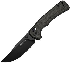 SENCUT Slybolt Crossbar Lock Dark Green Micarta Knife