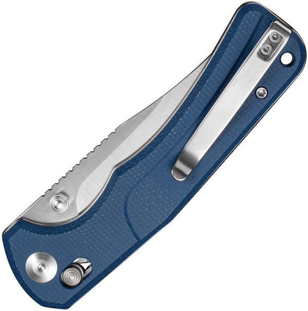 SENCUT Slybolt Crossbar Lock Blue Micarta Folding Knife