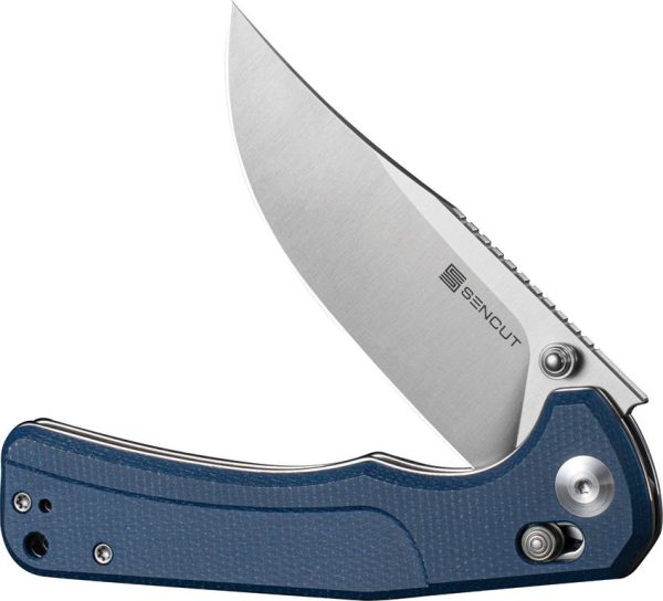 SENCUT Slybolt Crossbar Lock Blue Micarta Folding Knife