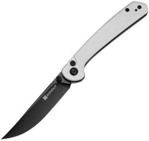 SENCUT Skelfin Button Lock White G10 Folding Knife