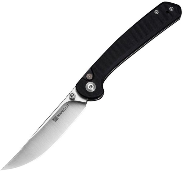 SENCUT Skelfin Button Lock Black G10 Folding Knife