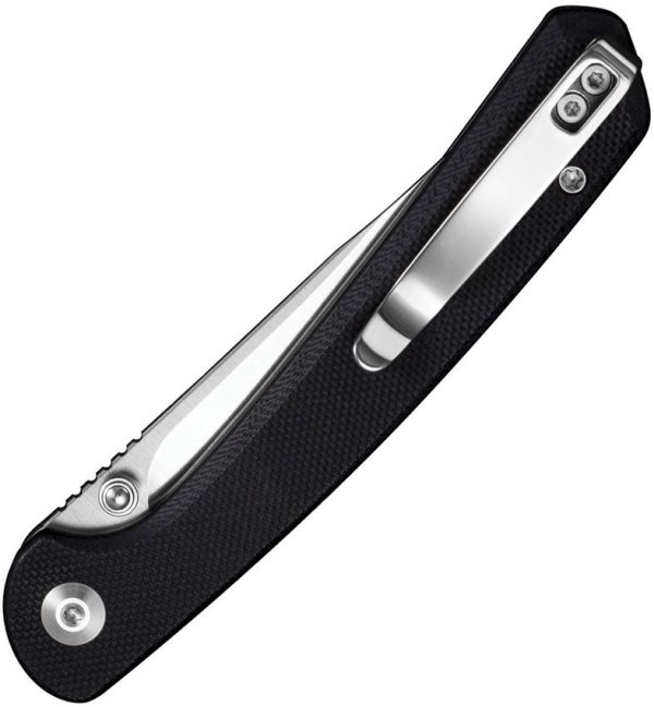 SENCUT Skelfin Button Lock Black G10 Folding Knife