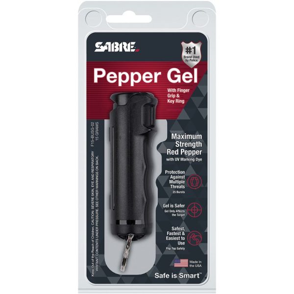 Sabre Finger Grip Pepper Spray Black - Gel 12ft