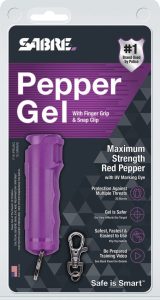 Sabre Pepper Gel Keyring Purple - 25 Bursts Flip Top