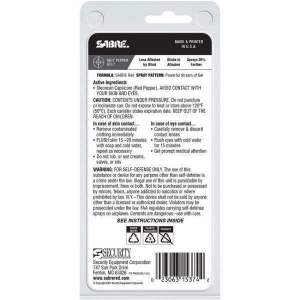 Sabre Finger Grip Pepper Spray Purple - 12 ft Range