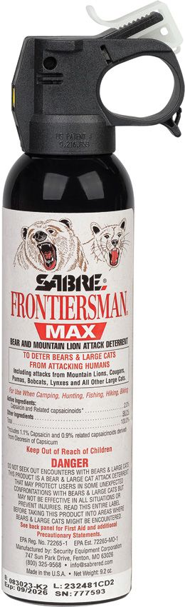 Sabre Frontiersman Bear Spray 9.2oz - 30ft Range