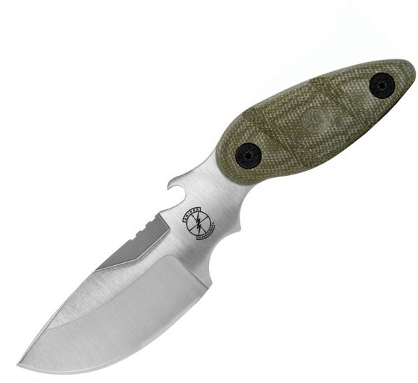 Sniper Bladeworks Skinner Satin Fixed Blade Knife OD Green Micarta