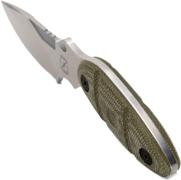 Sniper Bladeworks Skinner Satin Fixed Blade Knife OD Green Micarta