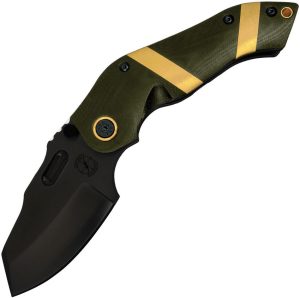 Sniper Bladeworks DMF Framelock S35VN Black Folding Knife OD Green