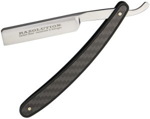 Razolution Straight Razor 4" Carbon Steel Black Aluminum Handle