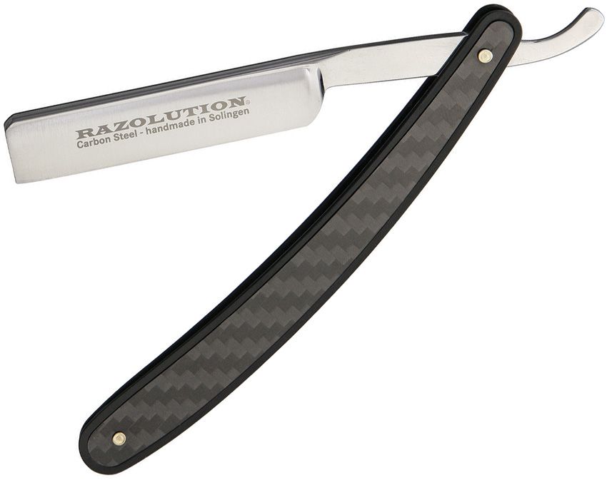 Razolution 4" Carbon Steel Straight Razor, Black Aluminum Handle