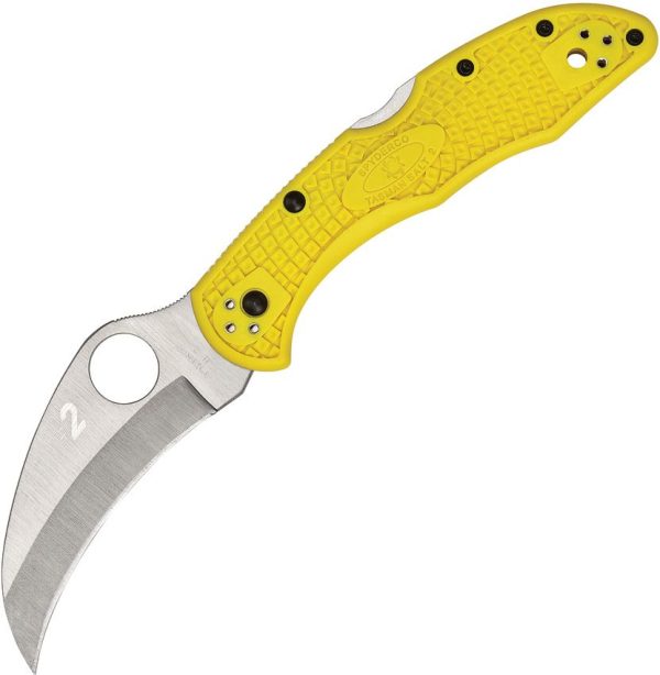 Spyderco Tasman Salt 2 H1 Hawkbill Yellow FRN Lockback Knife