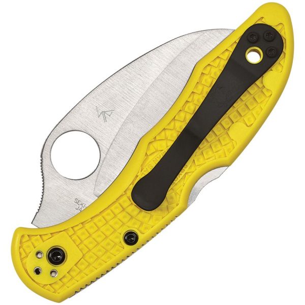 Spyderco Tasman Salt 2 H1 Hawkbill Yellow FRN Lockback Knife