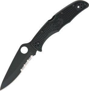 SC10PSBBK.jpg Spyderco Endura 4 Black Blade Serrated Black FRN