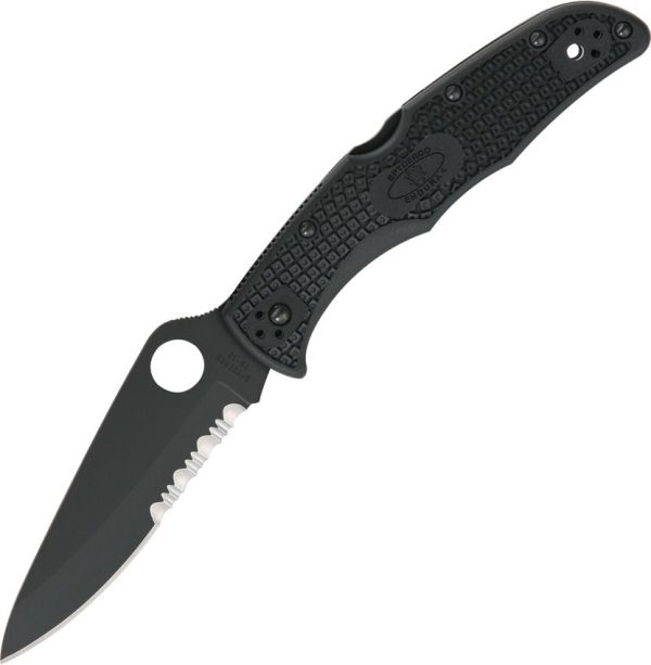 Spyderco Endura 4 Black Blade Serrated Black FRN