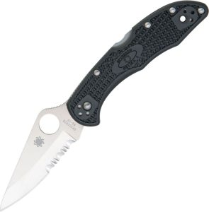 Spyderco Delica 4 Black FRN Partially Serrated