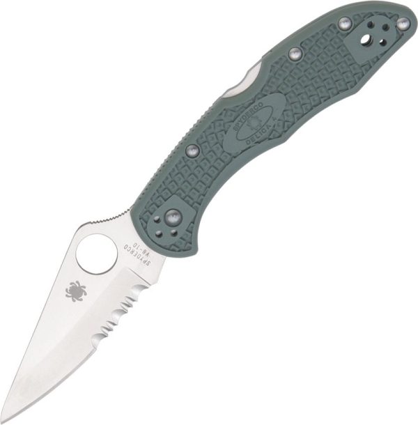 Spyderco Delica 4 Green FRN Partially Serrated