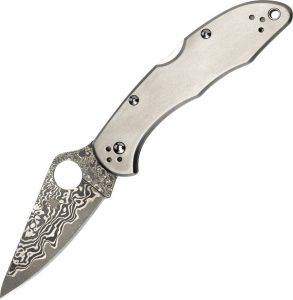 Spyderco Delica 4 Damascus Titanium Handle