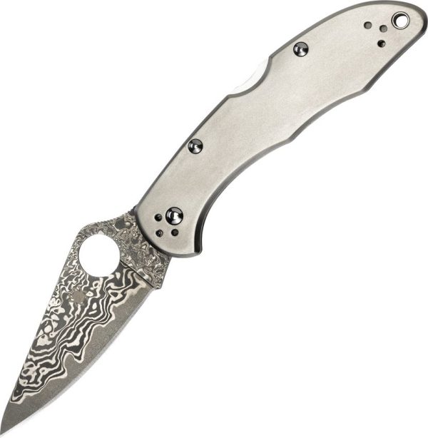 SC11TIPD.jpg Spyderco Delica 4 Damascus Titanium Handle