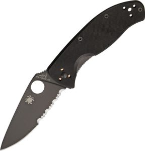 Spyderco Tenacious Folding Knife 3.38" Black Serrated 8Cr13MoV