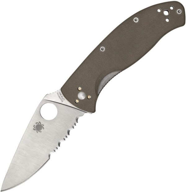 Spyderco Tenacious Folding Knife CPM-M4 Serrated Blade Brown G10