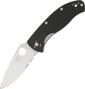 Spyderco Tenacious Folding Knife 3.38" Partially Serrated 8Cr13MoV Black G10