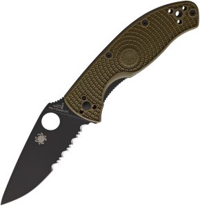 SC122PSODBK.jpg Spyderco Tenacious LWT Folding Knife 3.38" Black Blade OD Green
