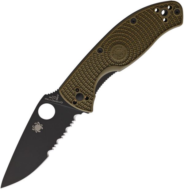 Spyderco Tenacious LWT Folding Knife 3.38" Black Blade OD Green
