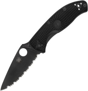 SC122SBBK.jpg Spyderco Tenacious Linerlock Folding Knife 3.38" Black Serrated