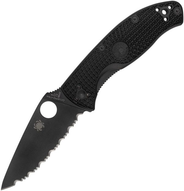 Spyderco Tenacious Linerlock Folding Knife 3.38" Black Serrated
