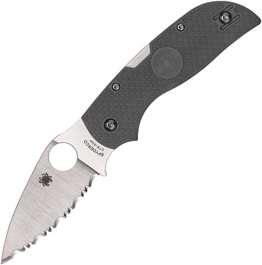 Spyderco Chaparral LWT Lockback Folding Knife 2.88" Serrated CTS-XHP Gray