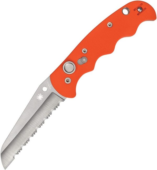 Spyderco Auto Autonomy Orange G10 Button Lock Knife