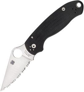 Spyderco Para 3 Folding Knife 3" S45VN Serrated Satin Blade Black G10