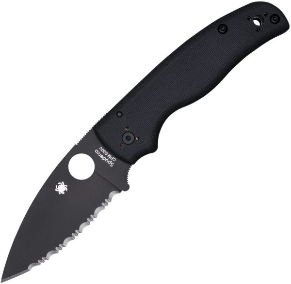 Spyderco Shaman Compression Lock Serrated - Black DLC