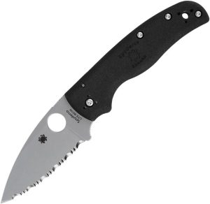 SC229SBK.jpg Spyderco Shaman Lightweight Folding Knife 3.5" CTS-BD1 Serrated Black