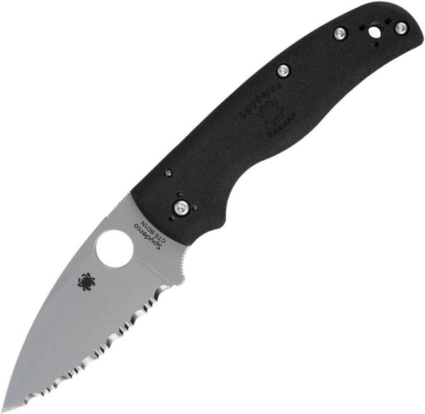 Spyderco Shaman Lightweight Folding Knife 3.5" CTS-BD1 Serrated Black