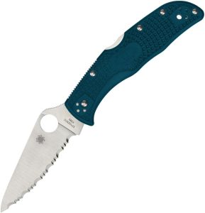 SC243FSK390.jpg Spyderco Endela K390 Serrated Lockback - Blue FRN