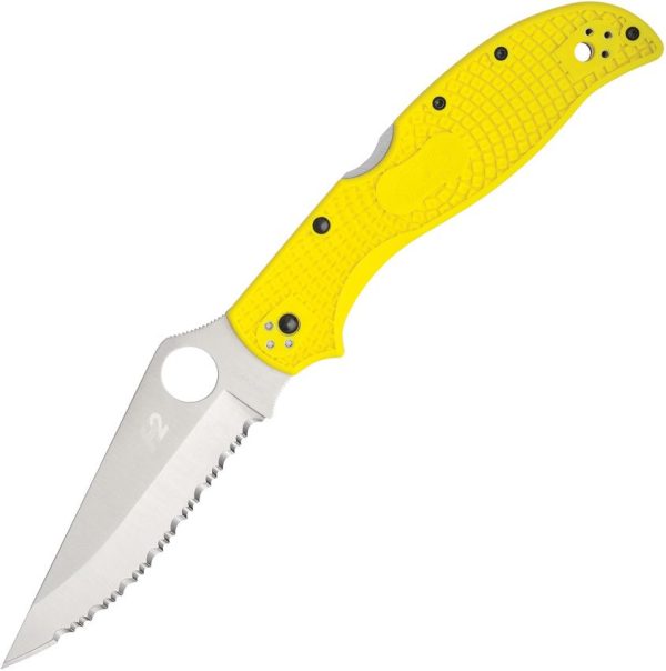 Spyderco Stretch 2 XL Lockback 4" H2 Serrated Yellow